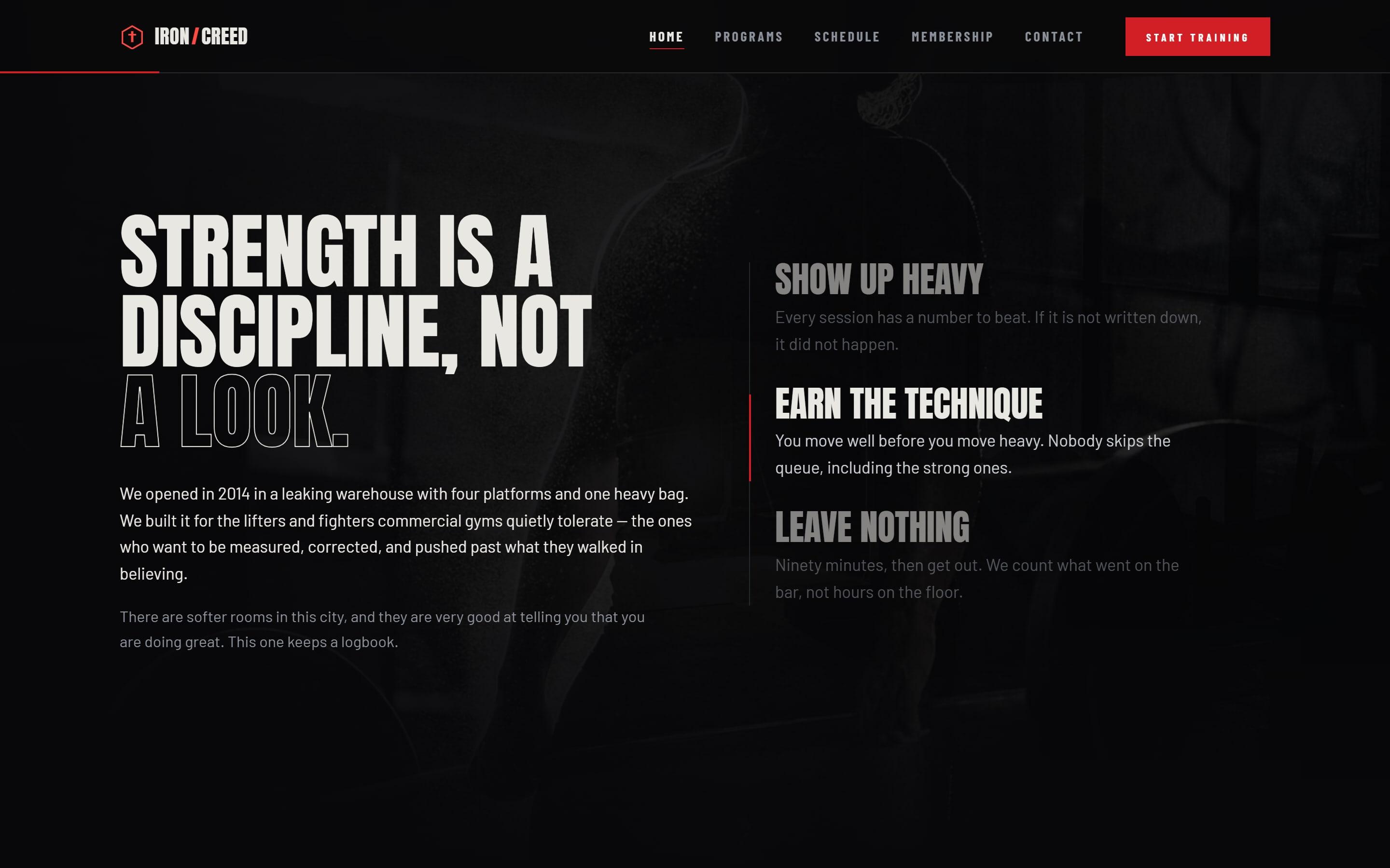 IRON CREED: a section further down the page