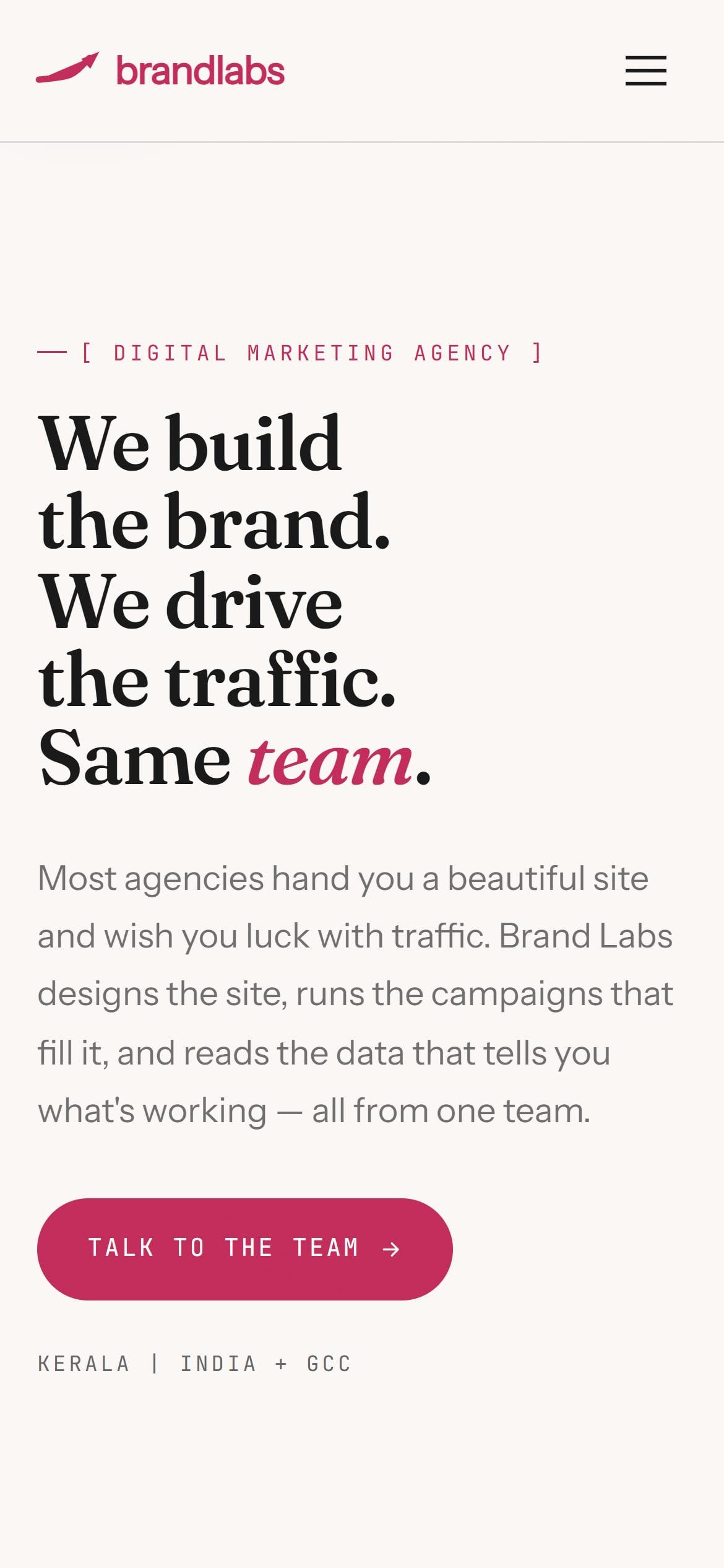 The Brand Labs website on a phone