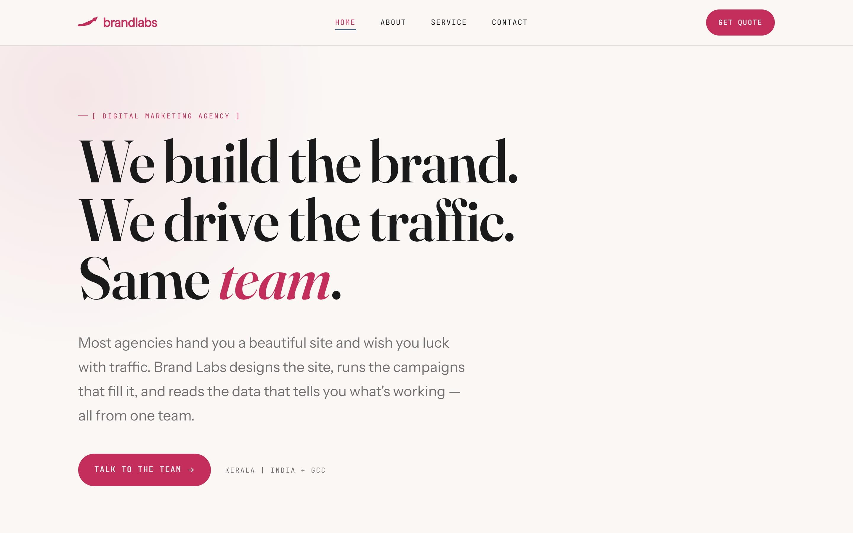 The Brand Labs website on a laptop